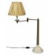 Lampe de Table Allis Dutchbone Eclairage Luminaire en Aluminium Blanc et Laitonné et Tissu Doré 18x40x64cm