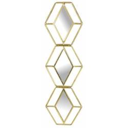 Miroir Losange Décoration Glace Murale Verticale en Métal Doré 1,5x28x93cm