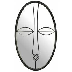 Miroir Face Noir Décoration Glace murale Ovale en Métal 3x30x50cm
