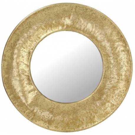 Miroir Or Magnifique Décoration Murale Glace Ronde en Métal Couleur Or 4x49x49cm