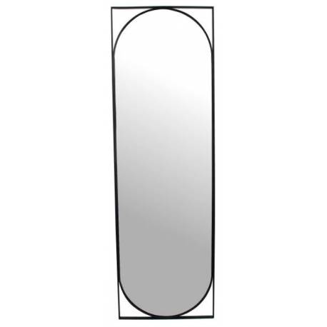 Miroir Trumeau Noir Glace Murale Psyché Style Loft en Métal Noir 2x37x117cm