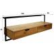 Meuble TV Air Solid Hinsk 2 Tiroirs Meuble de Rangement Mural en Acacia Massif Naturel et Métal Noir 35x45x120cm