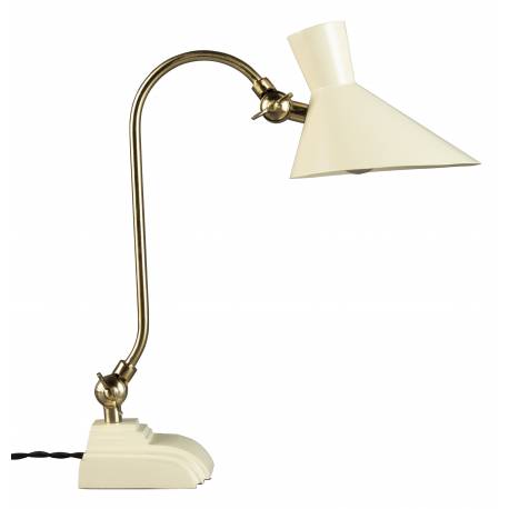 Lampe de Bureau Gaia Ivoire Dutchbone Eclairage Luminaire en Métal Couleur Ivoire et Laitonnée 15x34x45cm