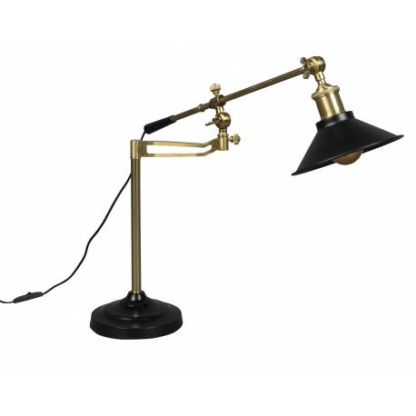 Lampe Murale Penelope Noir Dutchbone Applique Murale Eclairage en Métal Noir et Couleur Laitonnée 19x19x60cm