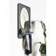 Miroir Etagère Pascal M Woody Glace Support Mural Décoration Murale en Métal Noir et Verre 13x50x80cm