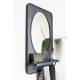 Miroir Etagère Pascal M Woody Glace Support Mural Décoration Murale en Métal Noir et Verre 13x50x80cm