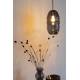 Suspension Lauren S Woody Luminaire Design Eclairage en Coton Noir, Métal Doré et Verre Fumé 16,5x16,5x152cm