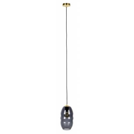 Suspension Lauren S Woody Luminaire Design Eclairage en Coton Noir, Métal Doré et Verre Fumé 16,5x16,5x152cm