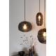 Suspension Lauren S Woody Luminaire Design Eclairage en Coton Noir, Métal Doré et Verre Fumé 16,5x16,5x152cm