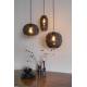 Suspension Lauren S Woody Luminaire Design Eclairage en Coton Noir, Métal Doré et Verre Fumé 16,5x16,5x152cm