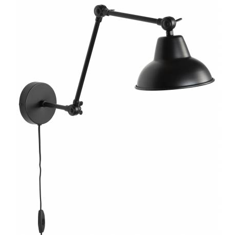 Applique Murale Articulée Xavi Noir Woody Luminaire Design en Métal Galvanisé Couleur Noire 17x61x70cm