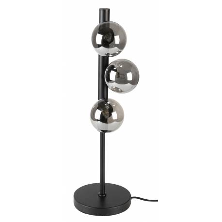 Lampe de Table Monica Smoke Woody Luminaire Design Eclairage sur Pied en Métal Noir et Verre Fumé 15x15x61cm