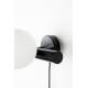 Applique Murale Monica Blanc Woody Luminaire Design Eclairage Mural en Métal Noir et Verre Blanc 15x18,5x38cm