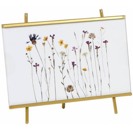 Cadre Photo Paysage sur Trépied Porte Photographie Cliché Portrait en Métal Doré 5x16,5x18cm