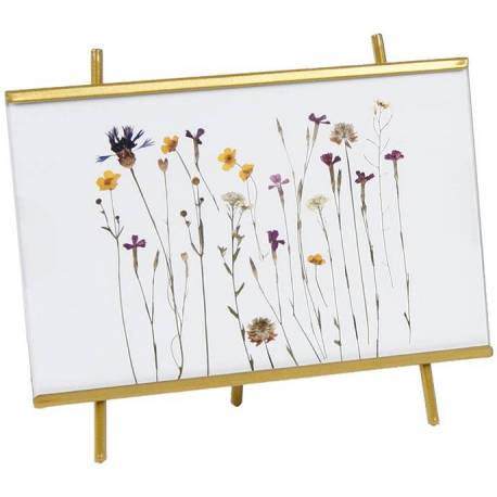 Cadre Photo Paysage sur Trépied Porte Photographie Cliché Portrait en Métal Doré 5x13,5x15cm