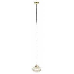 Suspension Robin Round Woody Luminaire Design Eclairage en Métal Or Satiné et Verre Couleur Cognac 18x21x134,5cm