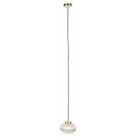 Suspension Robin Round Woody Luminaire Design Eclairage en Métal Or Satiné et Verre Couleur Cognac 18x21x134,5cm
