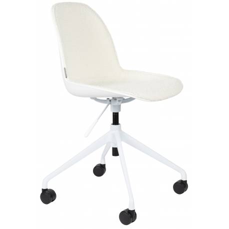 Chaise de Bureau Albert Kuip Blanc Zuiver Siège Pivotant et Réglable en Polypropylène, Tissu et Métal Blanc 45x52x88,4cm