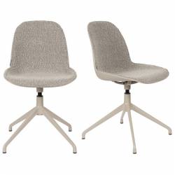 Lot de 2 Chaises Pivotantes Albert Kuip Swivel Taupe Zuiver Sièges en Polypropylène, Tissu et Métal Couleur Taupe 45x52x83,6cm