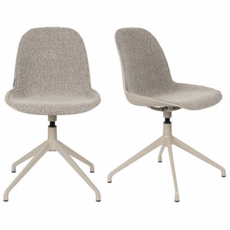 Lot de 2 Chaises Pivotantes Albert Kuip Swivel Taupe Zuiver Sièges en Polypropylène, Tissu et Métal Couleur Taupe 45x52x83,6cm