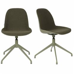 Lot de 2 Chaises Pivotantes Albert Kuip Swivel Vert Zuiver Sièges en Polypropylène, Tissu et Métal Vert 45x52x83,6cm