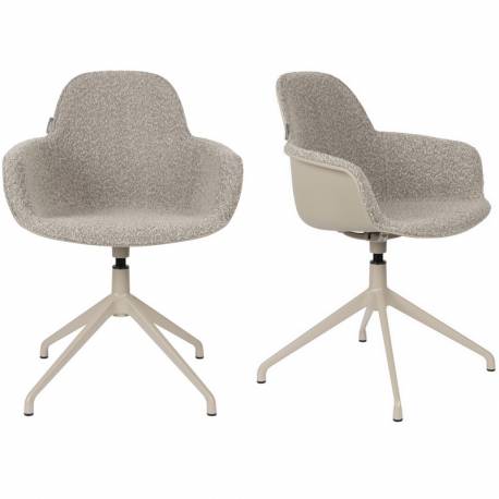 Lot de 2 Fauteuils de Table Pivotants Albert Kuip Swivel Taupe Zuiver Chaise 52x59,2x83,6cm