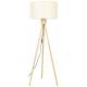 Lampadaire Fan Bambou Zuiver Luminaire sur Trépied Eclairage en Bambou Couleur Naturelle et Tissu Couleur Crème 50x50x155cm
