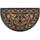 Tapis Gratte Pieds Demi-Cercle Paillasson Motifs Volutes en Coco Marron et Caoutchouc Noir 1,1x45x74,5cm