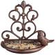 Bain à Oiseau Mural Motif Volutes Nichoir Mangeoire Oiseaux en Fonte Marron 10,3x18,3x18,4cm