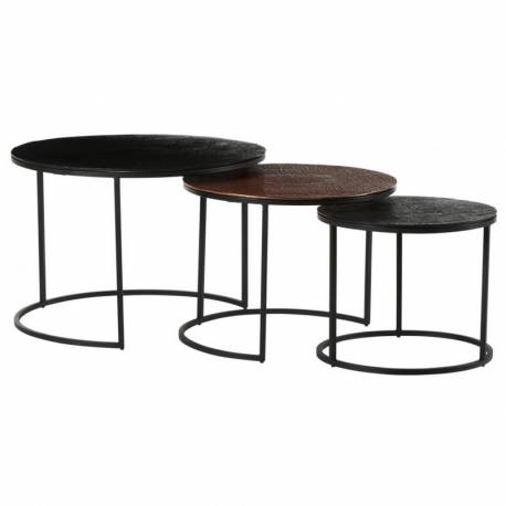 Set de 3 Tables Basses Rondes Gigogne Yuli Tables D'Appoint Athezza en Métal 3 Tailles 3 Coloris