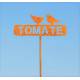 Tuteur Pic de Jardin Inscription Tomate avec 2 Oiseaux Plaque Décorative en Acier Oxydé 4x14,5x57cm