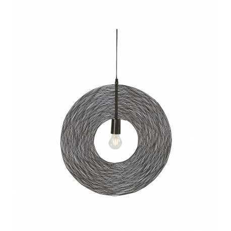 Suspension Disque Patine Nickel Noir Athezza Luminaire a Suspendre en Métal 4x60x60cm