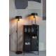 Vinothèque Rob Woody Armoire à Vin Moderne Rangement Bouteilles et Verres en Métal Bois Noir et Verre 35x52x103cm