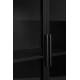 Cabinet Ferre Bas Woody Bahut sur Roulettes Meuble de Rangement 4 Portes 1 Etagère en Métal et Bois Noir 35x75x120cm