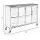 Cabinet Ferre Bas Woody Bahut sur Roulettes Meuble de Rangement 4 Portes 1 Etagère en Métal et Bois Noir 35x75x120cm