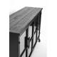 Cabinet Ferre Bas Woody Bahut sur Roulettes Meuble de Rangement 4 Portes 1 Etagère en Métal et Bois Noir 35x75x120cm