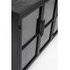 Cabinet Ferre Bas Woody Bahut sur Roulettes Meuble de Rangement 4 Portes 1 Etagère en Métal et Bois Noir 35x75x120cm
