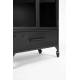 Cabinet Ferre M Woody Bahut sur Roulettes Meuble de Rangement 2 Portes 1 Etagère 1 Tiroir en Métal et Bois Noir 35x65x105cm