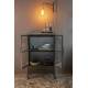Cabinet Ferre M Woody Bahut sur Roulettes Meuble de Rangement 2 Portes 1 Etagère 1 Tiroir en Métal et Bois Noir 35x65x105cm