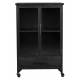 Cabinet Ferre M Woody Bahut sur Roulettes Meuble de Rangement 2 Portes 1 Etagère 1 Tiroir en Métal et Bois Noir 35x65x105cm