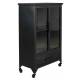 Cabinet Ferre M Woody Bahut sur Roulettes Meuble de Rangement 2 Portes 1 Etagère 1 Tiroir en Métal et Bois Noir 35x65x105cm