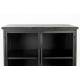 Cabinet Ferre L Woody Bahut sur Roulettes Meuble de Rangement 4 Portes 2 Etagères en Métal et Bois Noir 35x76x133cm