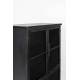 Cabinet Ferre L Woody Bahut sur Roulettes Meuble de Rangement 4 Portes 2 Etagères en Métal et Bois Noir 35x76x133cm