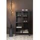 Cabinet Ferre L Woody Bahut sur Roulettes Meuble de Rangement 4 Portes 2 Etagères en Métal et Bois Noir 35x76x133cm