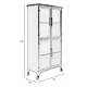 Cabinet Ferre L Woody Bahut sur Roulettes Meuble de Rangement 4 Portes 2 Etagères en Métal et Bois Noir 35x76x133cm
