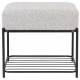 Pouf Milou Rectangulaire Woody Repose-Pied Moderne Assise d'Appoint en Métal Noir et Tissu Gris 35x45x50cm