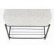 Pouf Milou Rectangulaire Woody Repose-Pied Moderne Assise d'Appoint en Métal Noir et Tissu Gris 35x45x50cm