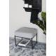Pouf Milou Rectangulaire Woody Repose-Pied Moderne Assise d'Appoint en Métal Noir et Tissu Gris 35x45x50cm