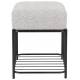 Pouf Milou Carré Woody Repose-Pied Moderne Assise d'Appoint en Métal Noir et Tissu Gris 35x35x45cm