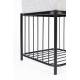 Pouf Milou Carré Woody Repose-Pied Moderne Assise d'Appoint en Métal Noir et Tissu Gris 35x35x45cm